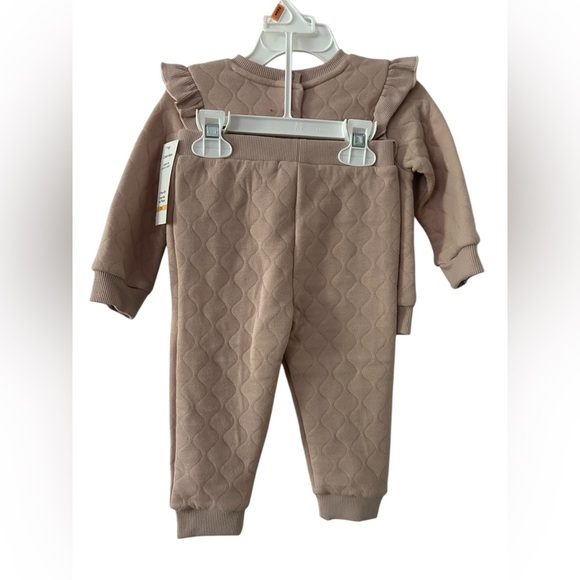 CK Calvin Klein Quilted Tan Baby 2 pc Outfit matching set size 12 months New - Picture 2 of 3
